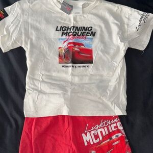 Disney Lightning McQueen White Tee and Red Shorts Set
